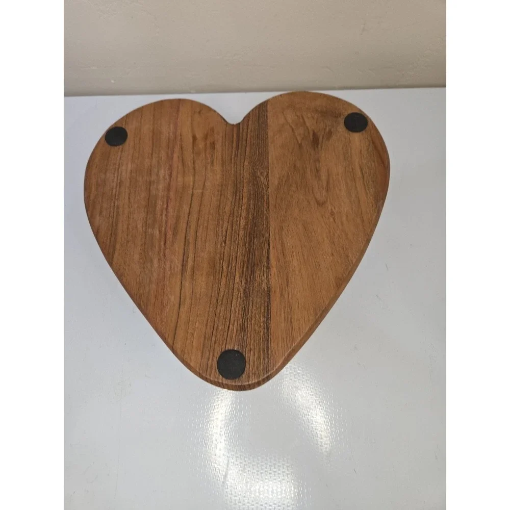 Vintage Decorative Hand-Carved Wood Heart Bowl - Rustic Country Farmhouse Decor